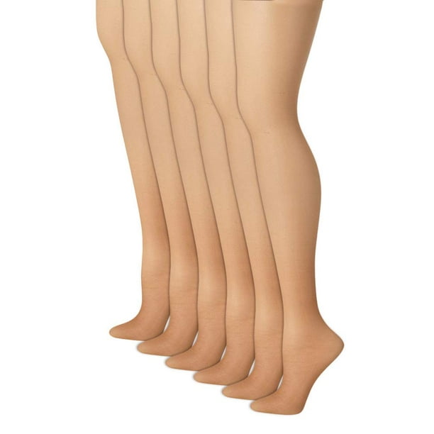 Silk Reflections Control Top Sandalfoot Pantyhose 6 Pair Pack