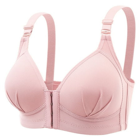 Odeerbi Plus Size Bras for Women 2025 Sexy Solid Color Steel Ring Non-Magnetic Buckle Underwear Black