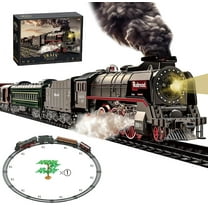 Adofi Train Set, Electric Train Toys for Under Christmas Tree, Train Cars & Track with Steam, Lights and Sound for Boys, Battery-Powered Locomotive Engine, Christmas Toys Gifts for 3-8 Years Old