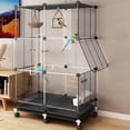 thumbnail image 3 of golytefs Bird Cage Universal Wheel Metal Parrot Cage with Stand Tray Swing Ladder (Black), 3 of 9