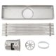thumbnail image 1 of Linear shower channel with grate, 20 cm long and 5.5 cm wide, stainless steel, rectangular, for 5 cm pipe, odor prevention, central drain, 1 of 4