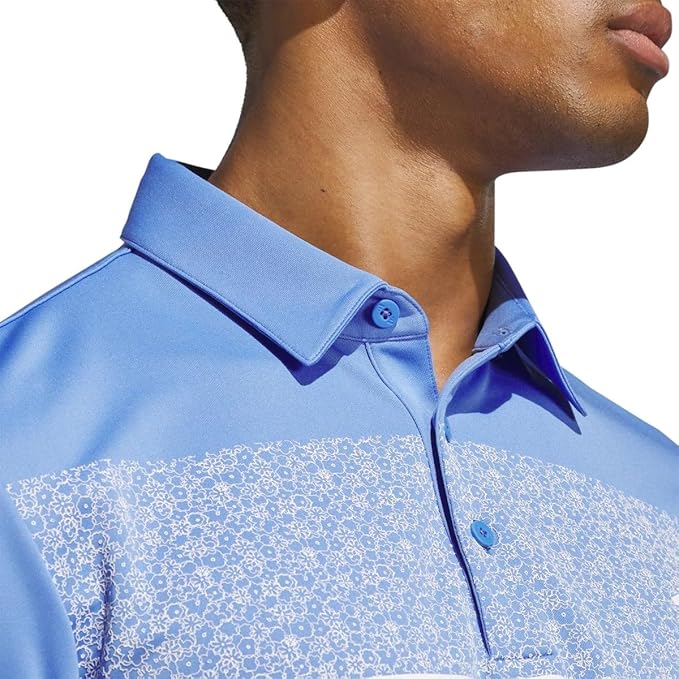 Adidas Men's 4-Way Stretch Chest Print Golf Polo Blue Fusion photo 4