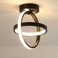 thumbnail image 1 of Iluminación de techo negra 2 círculos Estilo estereoscópico moderno Lámpara de techo LED pequeña para escalera Cocina Lámpara de techo Art Deco Luz blanca fría Luz cálida 21W (luz cálida), 1 of 5