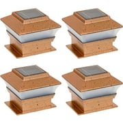 Solar Powered LED Post Cap Light 4"x 4" Copper, Set of 4, Deck Vinyl Wood Post Mount Outdoor Lighting 4x4