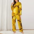 thumbnail image 3 of Disketp Pajamas Set Long Sleeve Sleepwear Womens Button Down Nightwear Pj Sets-Ripe Yellow Lemon, 3 of 9
