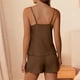 thumbnail image 4 of Conjunto de pijama informal para mujer, de poliéster, con camisa sin mangas y pantalones de color liso, para estar en casa, 4 of 6