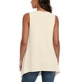 thumbnail image 3 of Womens Draped Cardigans Lightweight Sleeveless Open Front Duster Summer Casual Vest Jacket with Pockets (XL, Beige), 3 of 8