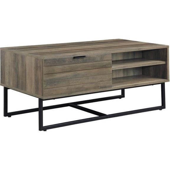 Bowery Hill Contemporary Coffee Table in Rustic Oak & Black Finish
