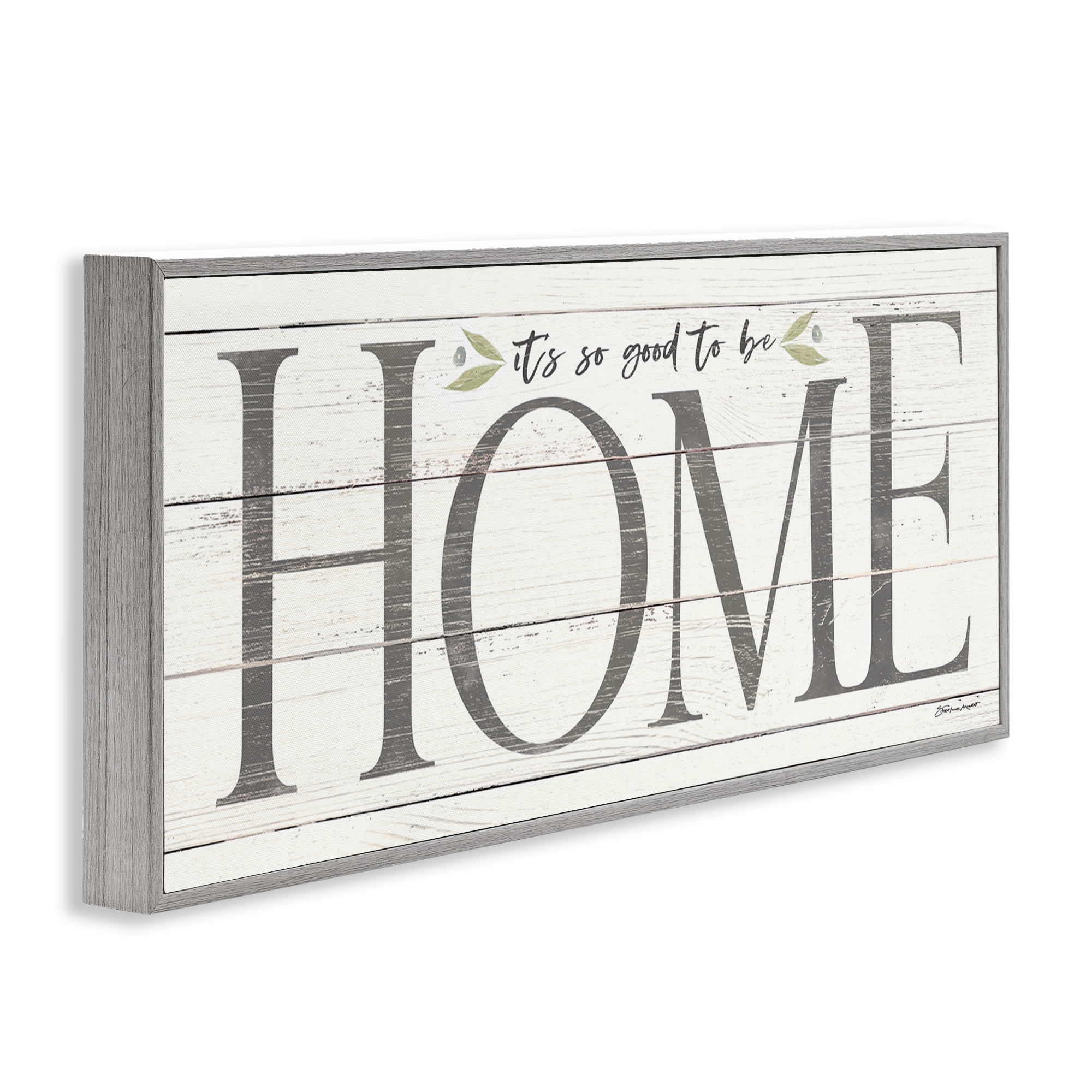 Stupell Industries Good To Be Home Family Inspirational Typography Painting Gray Framed Art Print Wall Art, 30 x 13