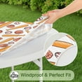 thumbnail image 5 of White Orange Baseball Gear Pattern Round Fitted Tablecloth with Elastic Edge,Dining Table Cover Waterproof,Outdoor Round Tablecloth for Camping,Dining,Indoor and Outdoor, 5 of 7
