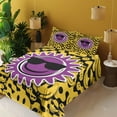 thumbnail image 2 of Ambesonne Emoji Fitted & Top Sheet Set with Sham, Funny Funky Characters Print, Yellow Lavender Black, 2 of 5