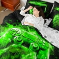 thumbnail image 4 of Erosebridal Gaming Bedding Twin Size for Teens, Neon Green Gamepad Bedding Sets Twin Size, Modern Video Game Reversible Bed Set, Breathable Room Decor, 7pcs, 4 of 6