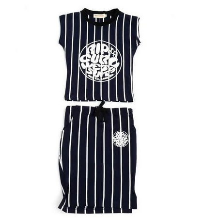 

Musuos Kids Baby Girls Fashion Outfit Set Letter Print Striped Tops+Skirt Set