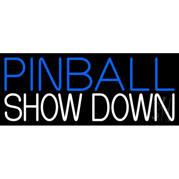 Pinball Showdown 1 LED Neon Sign 13 x 32 - inches, Black Square Cut Acrylic Backing, with Dimmer - Bright and Premium built indoor LED Neon Sign for wall dcor, arcarde, and storefront.