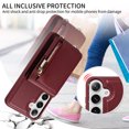 thumbnail image 5 of Nalacover RFID Blocking Wallet Case for Samsung Galaxy S24 Plus, Shockproof PU Leather Magnetic Button Zipper Purse Card Slots & Kickstand Crossbody Phone Case with Shoulder & Wrist Strap,Winered, 5 of 9