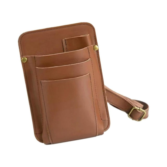 Riñonera para herramientas de peluquería, bolsa para cinturón de peluquería, bolsa de almacenamiento portátil, organizador profesional de brochas de m marrón