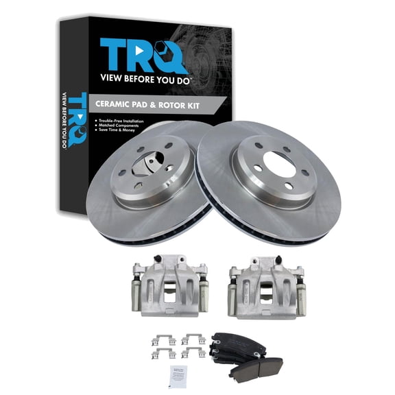 TRQ Front Brake Pad and Rotor Set Ceramic Rotors Calipers Fits 2012-2020 Chrysler 300 Dodge Charger 2017-2020 Challenger