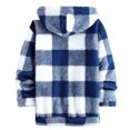 thumbnail image 3 of gbyLJF Men's Plaid Fleece Jacket Long Sleeve Full Zip Sweatshirt Cardigan Casual Round Neck Drawstring Hooded Jackets with Pockets, 3 of 8