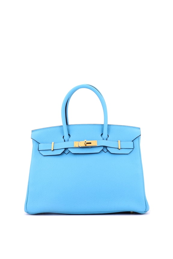 Pre-Owned Birkin Handbag Bleu Du Nord Togo with Gold Hardware 30 By Rebag
