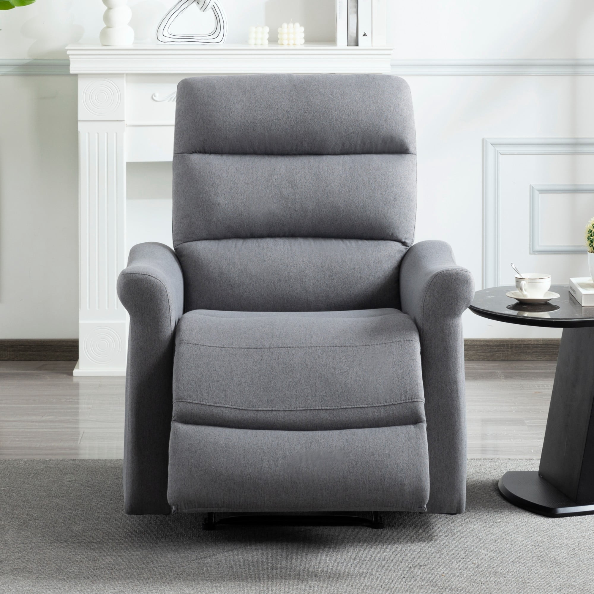 Gewnee 31.89" Manual Recliner Chair, Adjustable Reclining Lounge Chair, Linen Upholstered Wood & Metal Frame Single Sofa Recliner for Living Room, Office, Grey