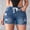 Blue, variant on Ripped Jean Shorts Women Elastic Waist Drawstring Frayed Hem Denim Shorts Ripped Washed Shorts Summer Fashion Distressed Boyfriend Jorts Blue L