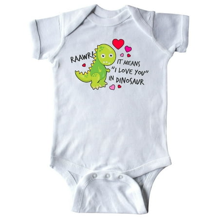 

Inktastic I love you in Dinosaur! RAAWR with Hearts Gift Baby Boy or Baby Girl Bodysuit