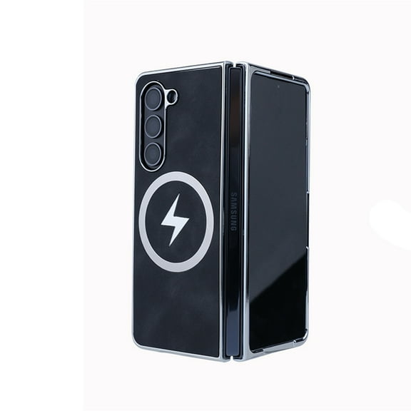 Allytechgroup Slim Case for Samsung Galaxy Z Fold 6, Support Wireless Charging Lightweight Non-Slip Anti-Fingerprint Shockproof Magnetic PU Leather Back Cover Bumper for Women Men, Black