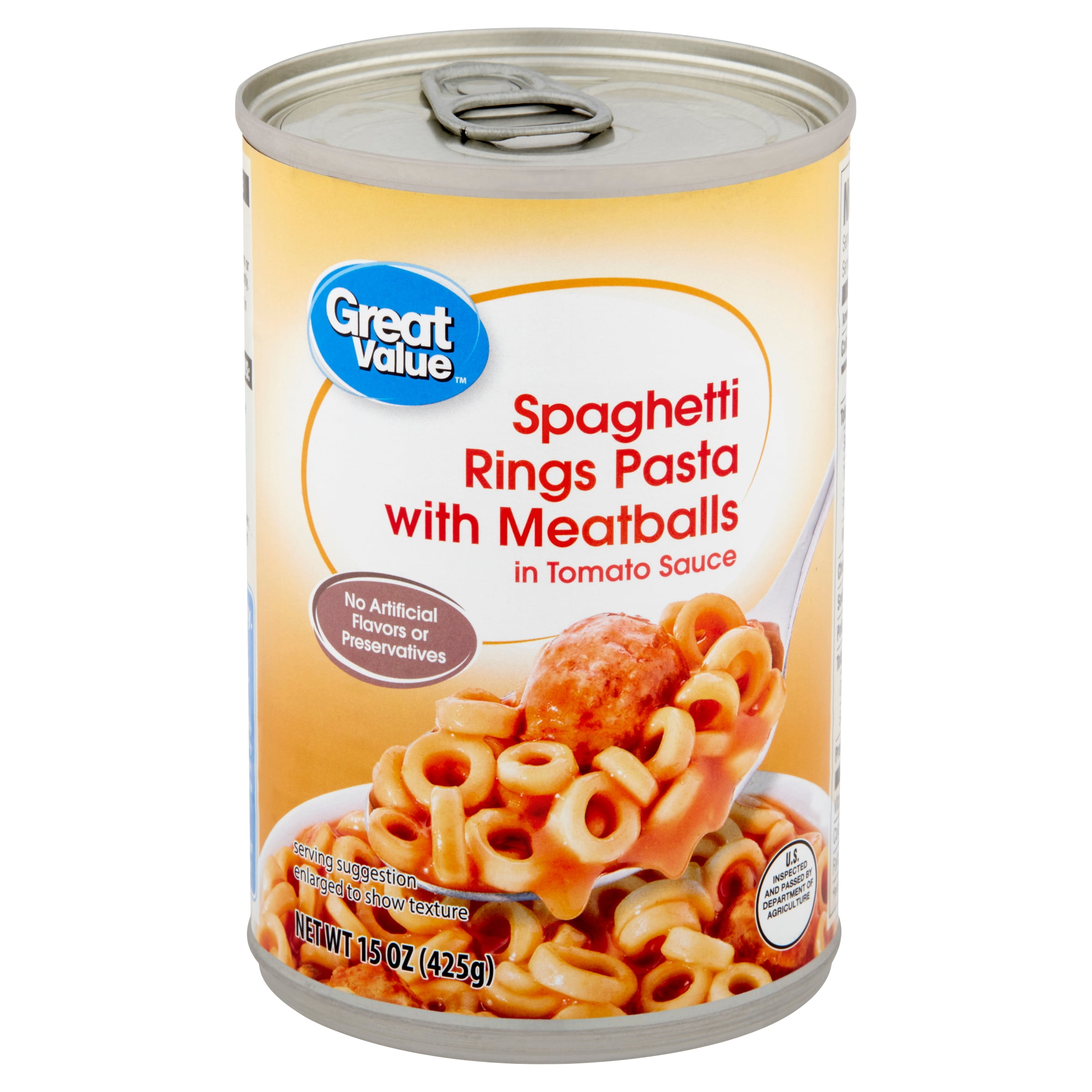 Great Value Spaghetti Rings Pasta With Meatballs In Tomato Sauce 15 Oz Walmart Com Great Value Spaghetti Rings Pasta With Meatballs In Tomato Sauce 15 Oz Walmart Com