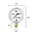 thumbnail image 5 of Zenport LPG400 Glycerin Liquid Filled Pressure Gauge, 400 PSI, Silver - 10 Pack, 5 of 5