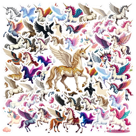 35pcs-50pcs Cute Stickers Unicorn Decals Pegasus Fantasy Creatures Kids Stickers for Luggage Phone Laptop