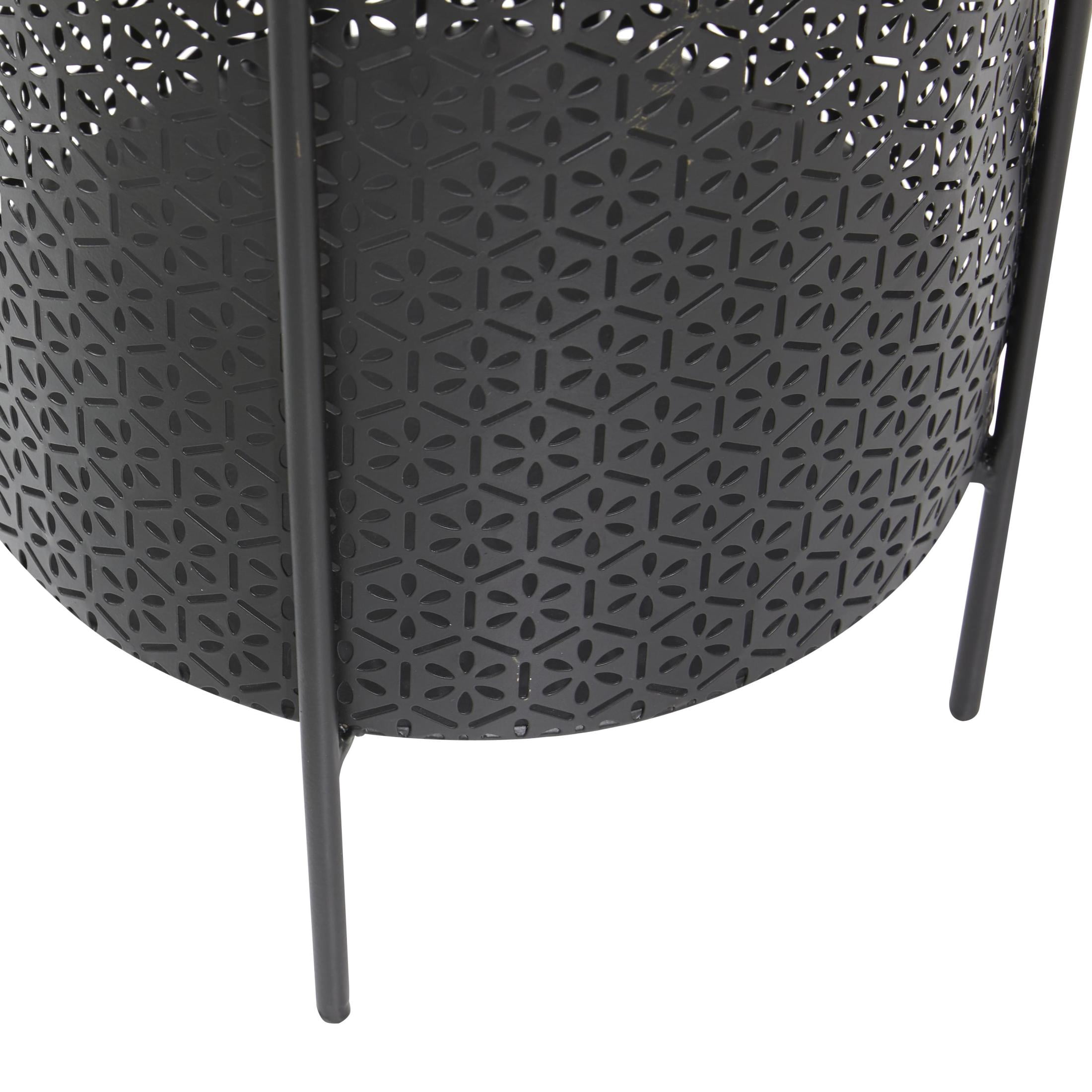CosmoLiving by Cosmopolitan 18", 12"H Cutout Black Metal Floral Planter with Removable Stand (2 Count)
