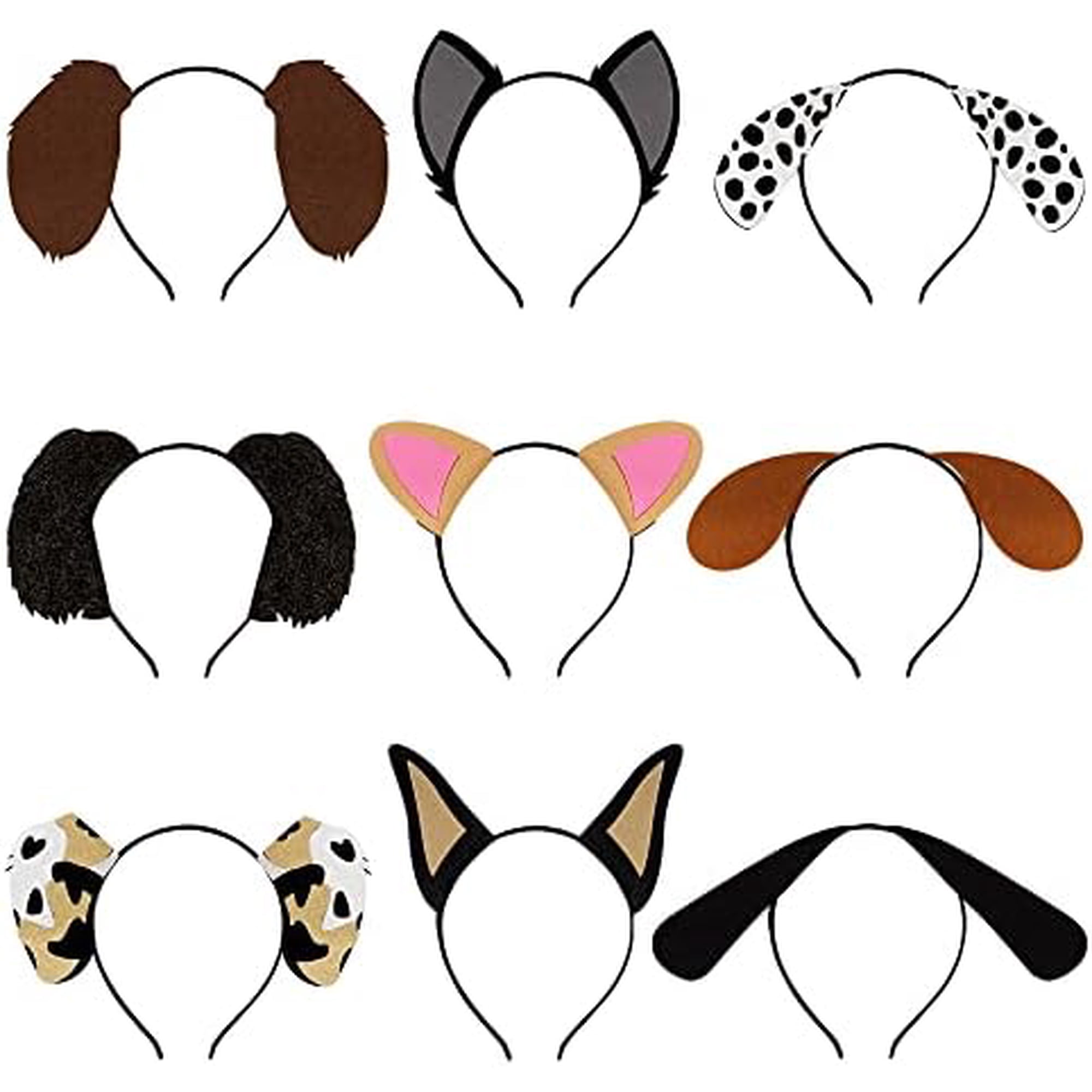 9PCS Dogs Ear Headbands for Pet Birthday Party Favors for Costumes Dress-Up Party Supplies