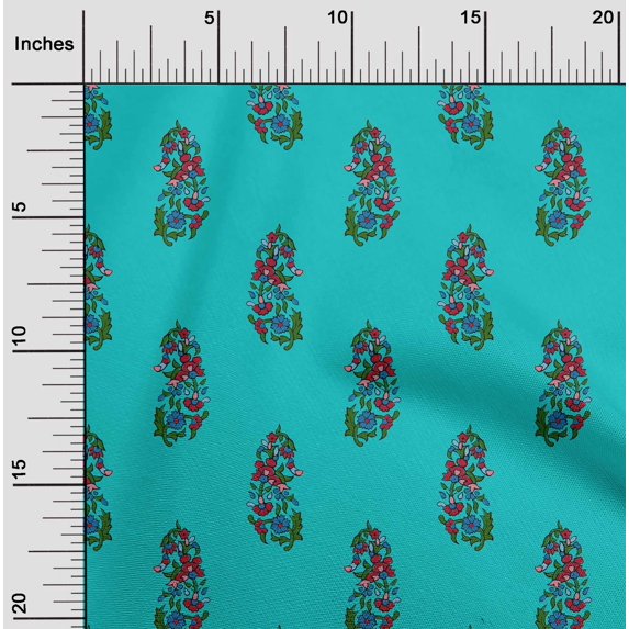 oneOone Cotton Poplin Fabric Leaves & Floral Block Fabric Prints By Yard 56 Inch Wide