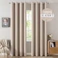 thumbnail image 1 of Cortinas opacas MIULEE de lino texturizado 100% térmico, color beige, 132 x 244 cm, 1 of 8