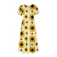 thumbnail image 4 of Womens Sunflower Tiered Swing Midi Dresses Casual 2024 Summer Crewneck Short Sleeve Flowy Beach Dress with Pockrts, 4 of 4
