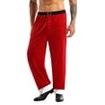 thumbnail image 3 of renvena Men's Christmas Santa Claus Costume Red Velvet Pajama Lounge Long Pants, 3 of 7