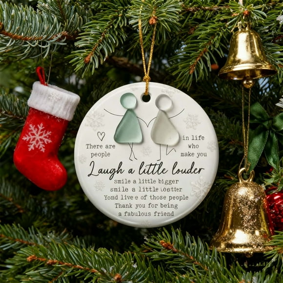 Amzcrzy the Pendant Home Decor Sea Glass Friendship Ornaments Inspirational Quote Hanging Ornament Friend Birthday Gift Holiday Ornament Christmas Tree Decor Women Appreciation Gift Room Decor