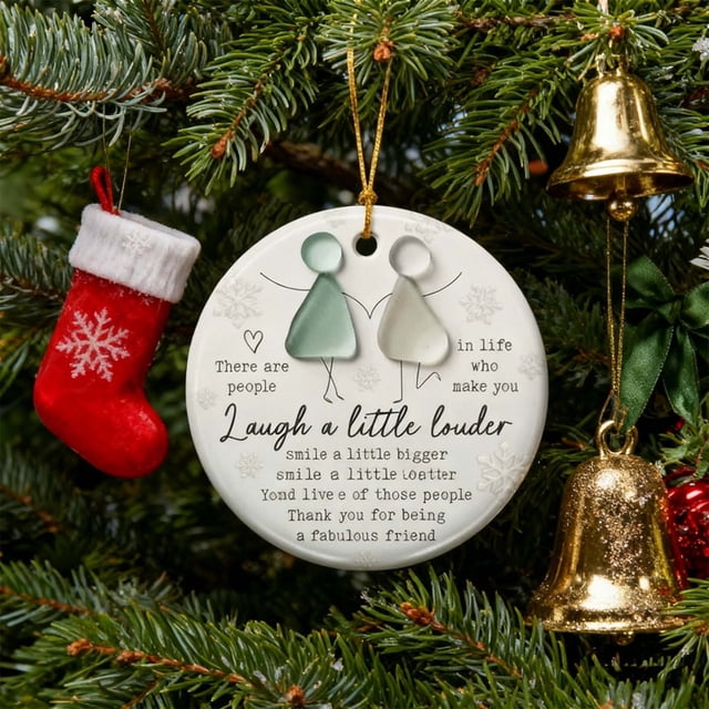 Adorno Colgante de La Amistad con Vidrio Marino | Decoración para Árbol de Navidad con Cita Inspiradora | Regalo Emotivo para Amigas | Recuerdo de Cumpleaños | Muestra de Aprecio y Amistad