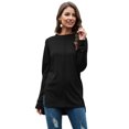 thumbnail image 1 of Innerwin Tee Col Rond T-shirt Femme Quotidien Couleur Unie T-shirt Ample Noir m, 1 of 5