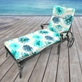 thumbnail image 3 of Jordan Manufacturing 72" x 22" Gardenia Seaglass Blue Floral Rectangular Outdoor Chaise Lounge Cushion with Ties and Hanger Loop, 3 of 13