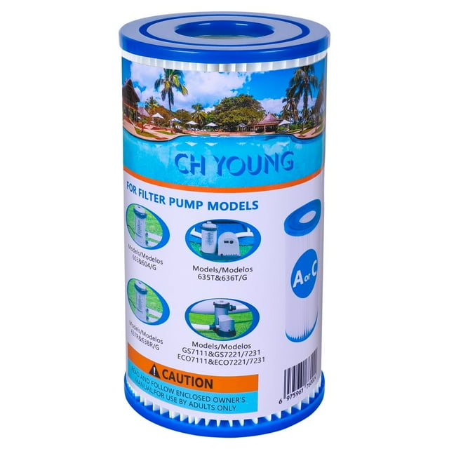 Swimming Pool Filter (2 Pack) Fits for Intex A/C Suitable for Summer Waves A/C Easy to Set Pool Filter Re-Useable
