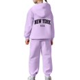 thumbnail image 5 of Kids NY Hoodie Jogger Set - Bold New York Lettering Two Piece, Comfy for School, Weekends & Family Vacations Purple 160, 5 of 7