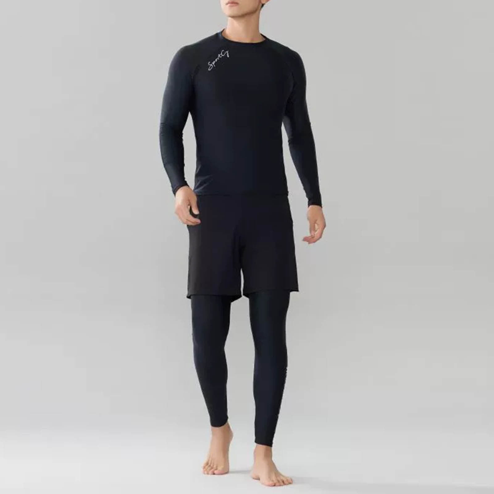 Men's Plus Size Split Diving Swimming , Full Body Sunscreen, Three Piece Suit, Nylon/Spandex, Elastic Waist, Quick Drying, for Surfing & Swimming, Sizes L XXXXXXXL