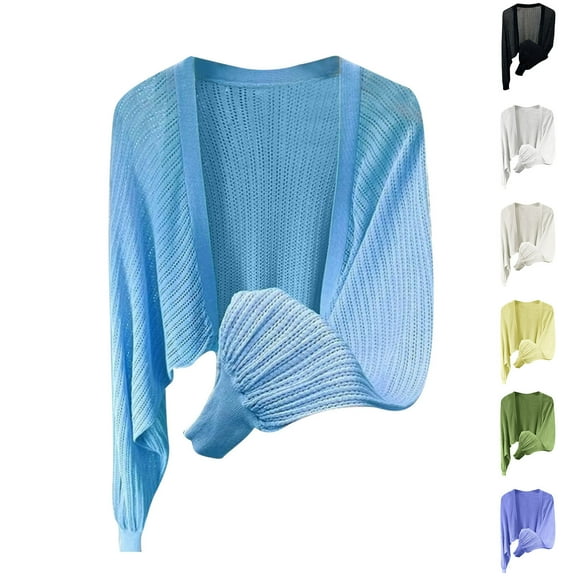 Eiyaclvo Womens Crochet Cardigan Kimono Long Sleeve Hollow Out Lightweight Cardigans Summer Oversized Open Front Knitted Sweater Crop Cardigan