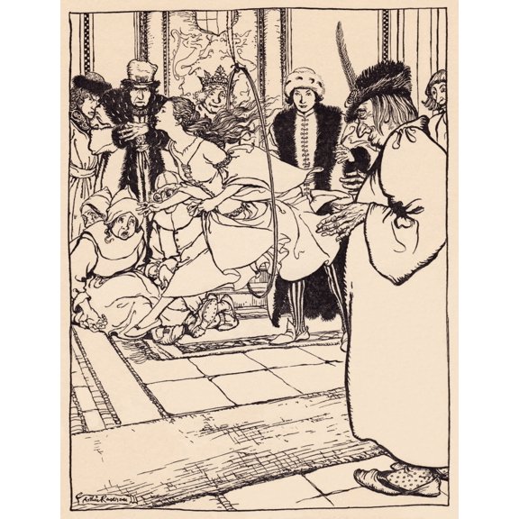 The Pretty Maiden Skipped Through The Hoop As Lightly As A Deer Illustration By Arthur Rackham From Grimms Fairy Tale The Three Feathers Canvas Art - Ken Welsh Design Pics (26 x 34)