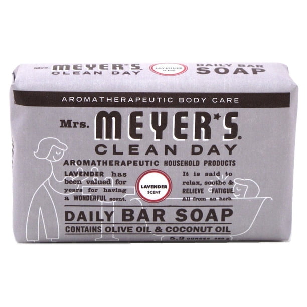 Mrs Meyers Jabón en barra Lavanda 5.3 onzas (156 ml) (paquete de 3)