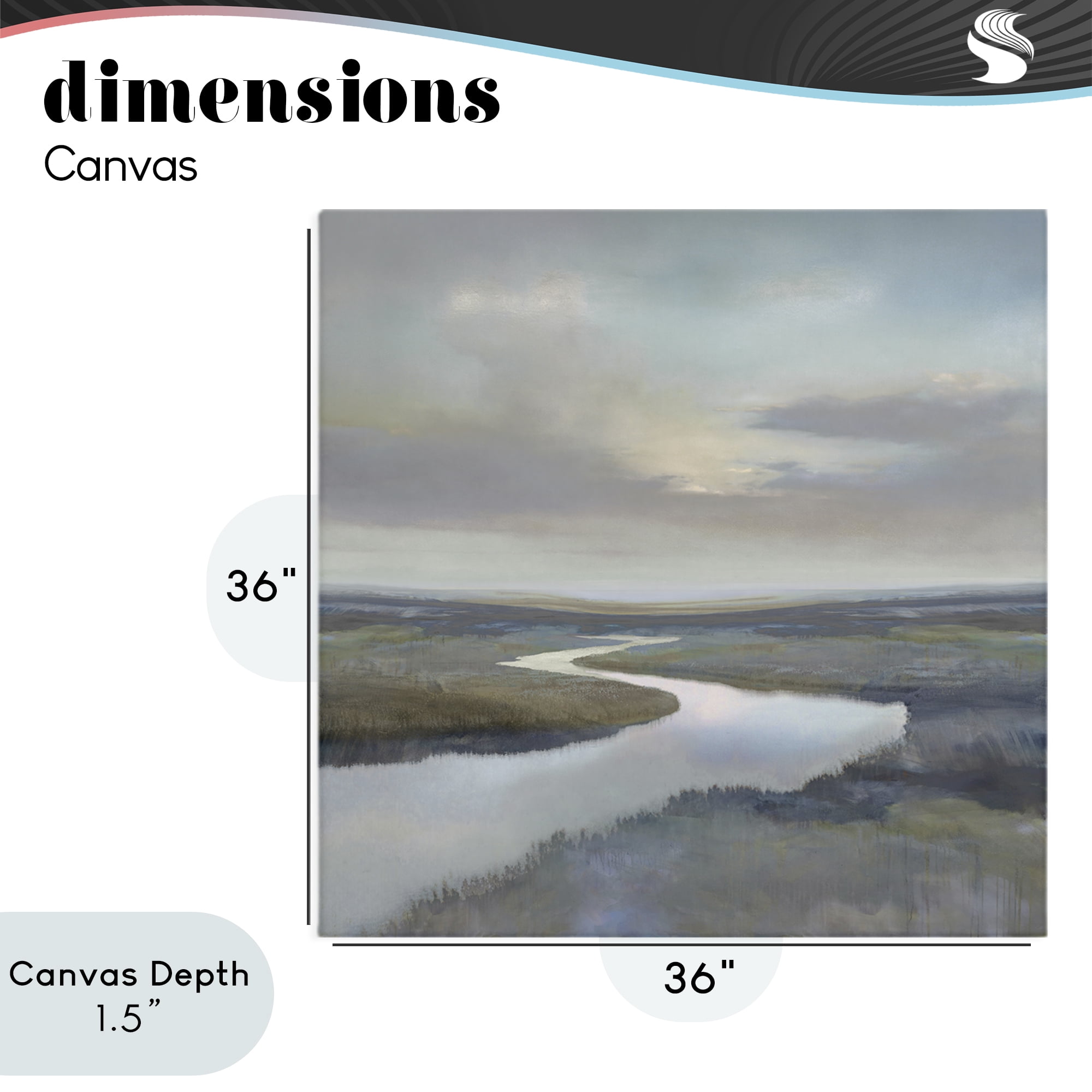 Stupell Industries Calm Riverbend in Greys Canvas Wall Art, design by Christy McKee