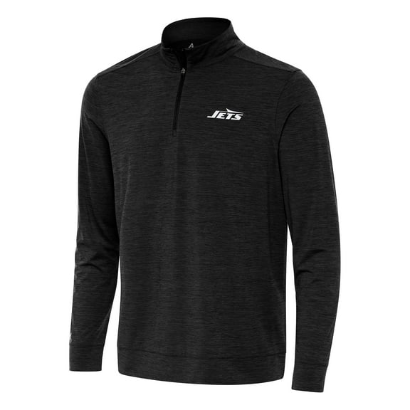 Men's Antigua Heather Black New York Jets Bright Quarter-Zip Top