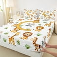 thumbnail image 3 of Manfei Yellow Monogrammed C Twin Sheet Sets, Cute Lion Giraffe Elephant Twin Fitted Sheet, Animal Wildlife Flat Sheet, Breathable Home Decor, 3-Piece, 3 of 7