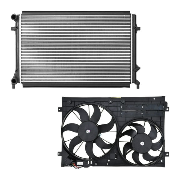 AutoShack Radiator & Coling Fan Set For 2005-2010 VW Jetta 2006-2009 Rabbit 2010-2014 Golf 2.5L FWD RKPKG00008